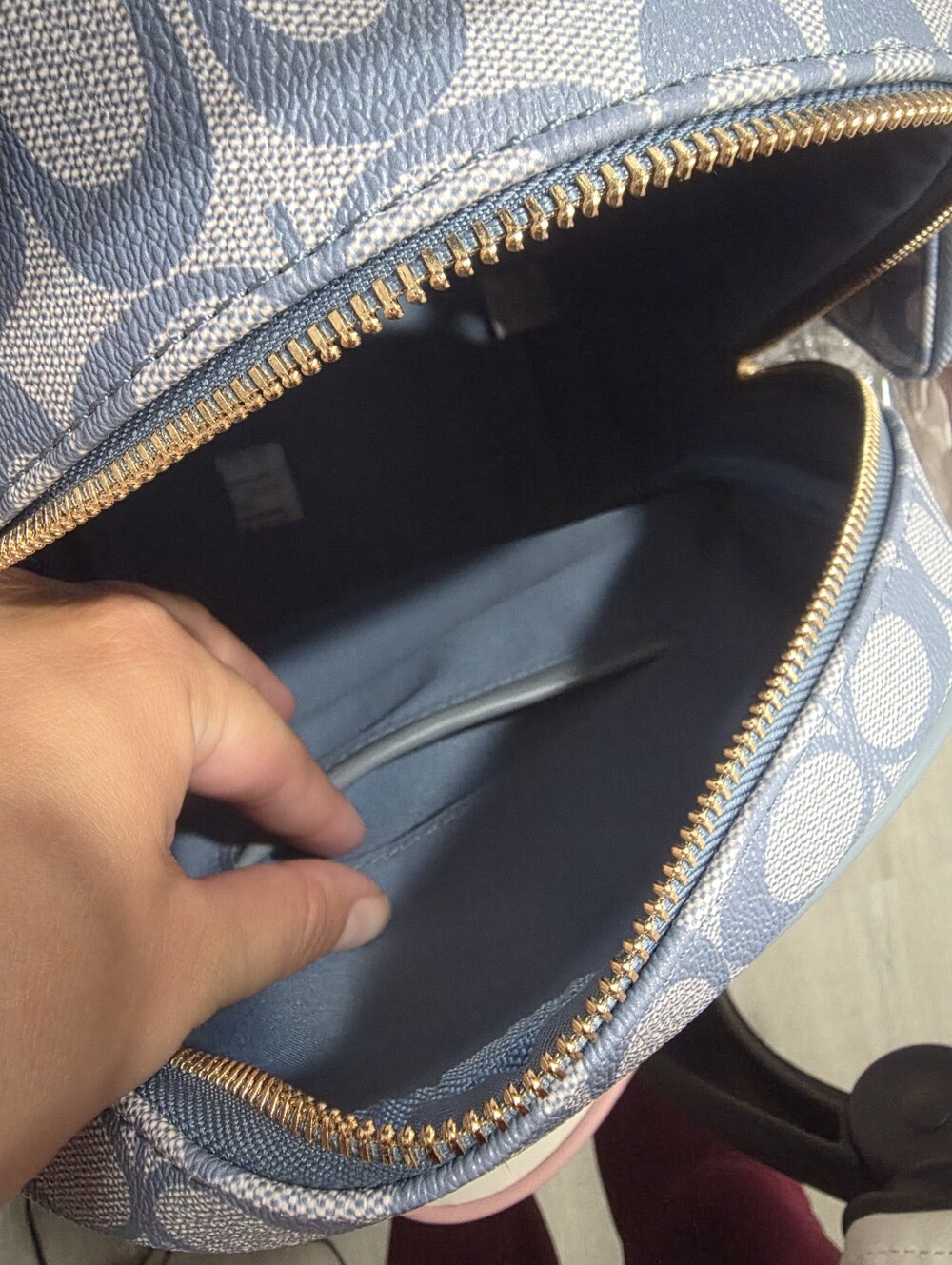 Blue Signature Pattern Mini Backpack with Wallet - Picture 3 of 5